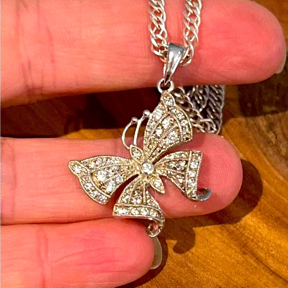 Italian 925 sterling silver necklace with butterfly pendant